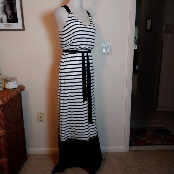 EXPRESS STRIPED SIZE S/P STRETCHY RACER BACK MAXI DRESS - Picture 5 of 12